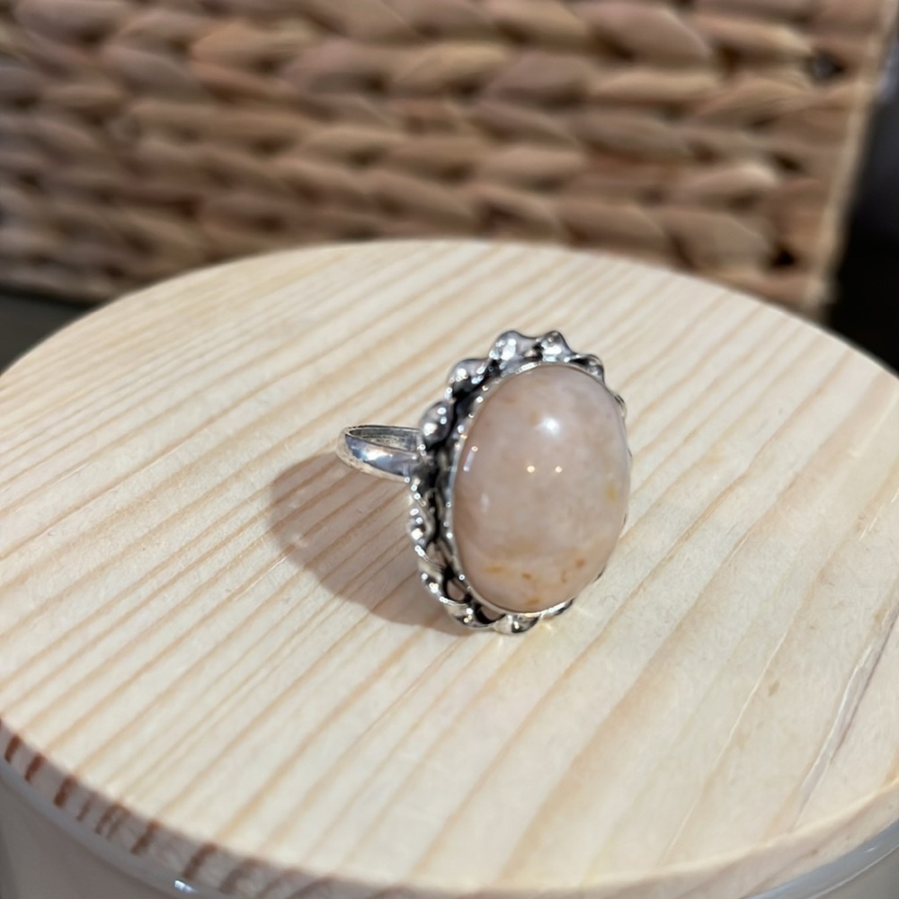 HONEY CALCITE RING STAMPED .925 SIZE 10